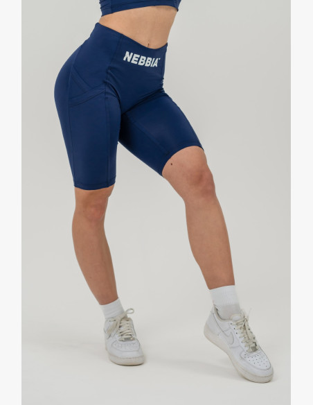 NEBBIA High waisted cycling shorts 10″ GYM THERAPY blue