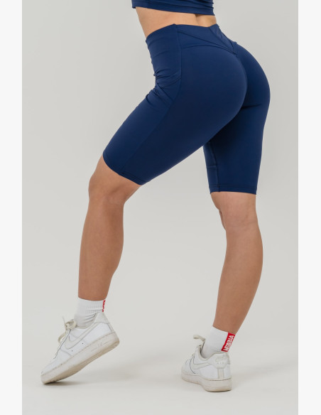 NEBBIA High waisted cycling shorts 10″ GYM THERAPY blue