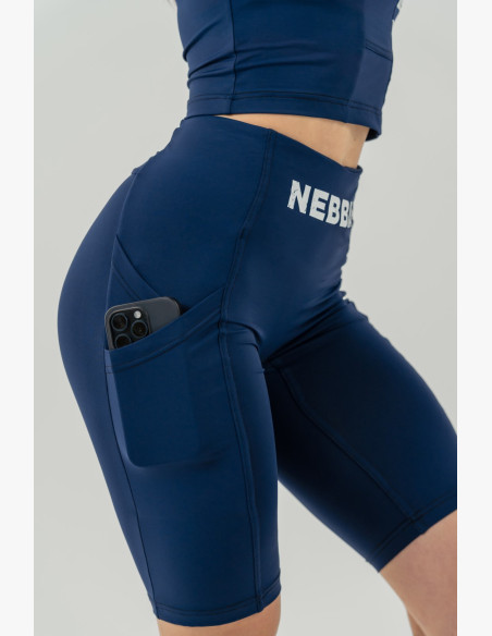 NEBBIA High waisted cycling shorts 10″ GYM THERAPY blue
