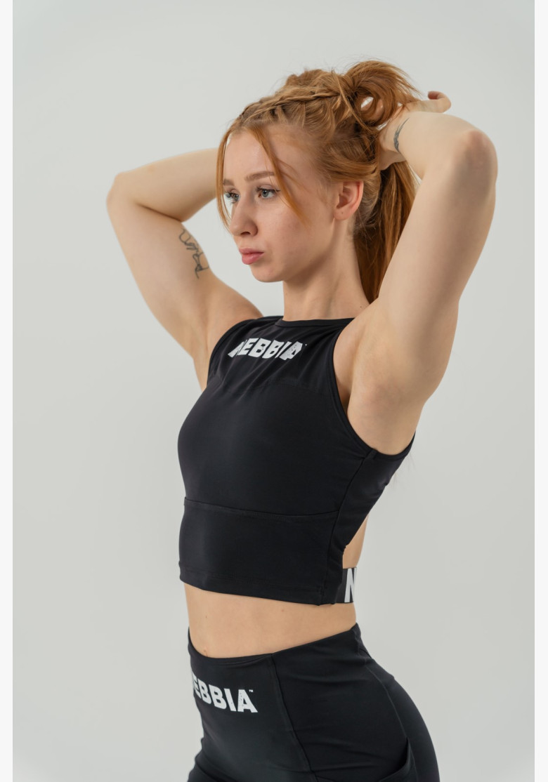 NEBBIA Crop top tielko GYM THERAPY čierne