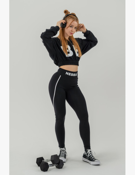NEBBIA Crop top sweatshirt MUSCLE MOMMY black