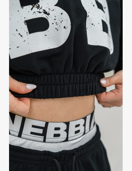 NEBBIA Crop top sweatshirt MUSCLE MOMMY black