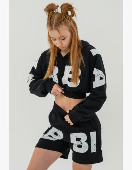 NEBBIA Crop top sweatshirt MUSCLE MOMMY black