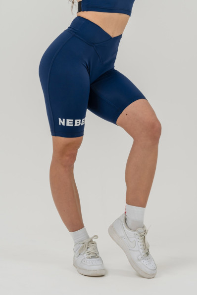 NEBBIA Leggings high waisted shorts 9″ SNATCHED blue