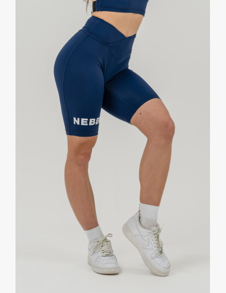 NEBBIA Leggings high waisted shorts 9″ SNATCHED blue