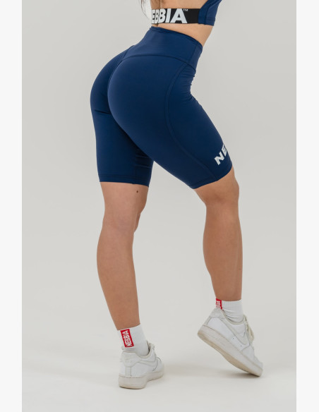 NEBBIA Leggings high waisted shorts 9″ SNATCHED blue