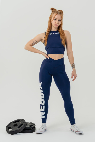 NEBBIA Fitness legíny s vysokým pásom GLUTE CHECK modré