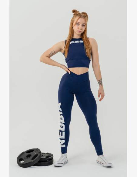 NEBBIA Fitness leggings with high waist GLUTE CHECK blue