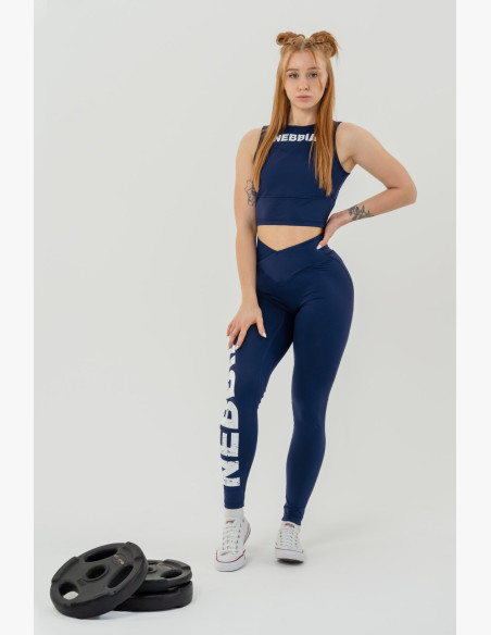 NEBBIA Fitness leggings with high waist GLUTE CHECK blue