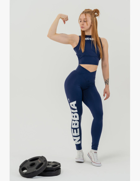 NEBBIA Fitness leggings with high waist GLUTE CHECK blue