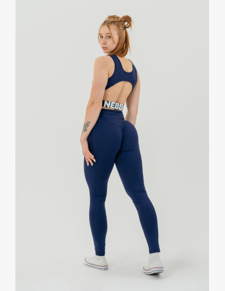 NEBBIA Fitness leggings with high waist GLUTE CHECK blue