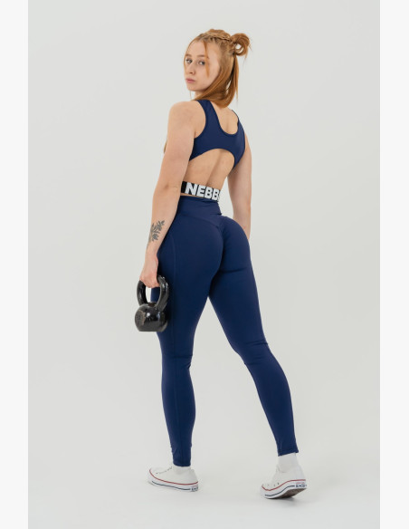 NEBBIA Fitness leggings with high waist GLUTE CHECK blue
