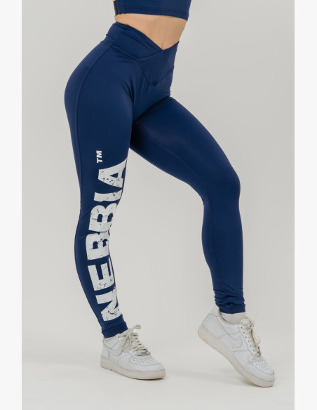 NEBBIA Fitness leggings with high waist GLUTE CHECK blue