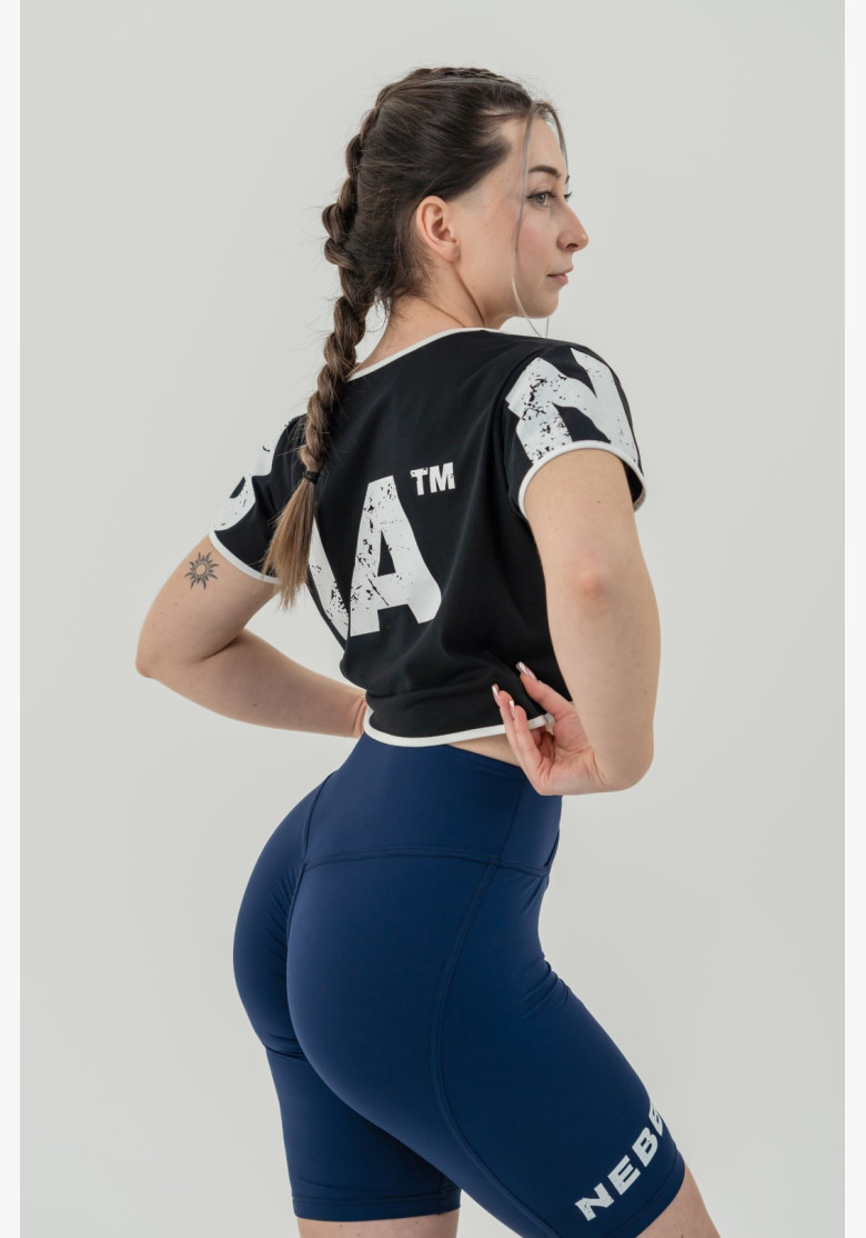 NEBBIA Crop top t-shirt GAME ON black NEBBIA Crop top t-shirt GAME ON black