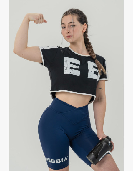 NEBBIA Crop top t-shirt GAME ON black