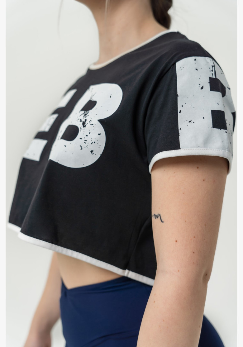 NEBBIA Crop top t-shirt GAME ON black NEBBIA Crop top t-shirt GAME ON black