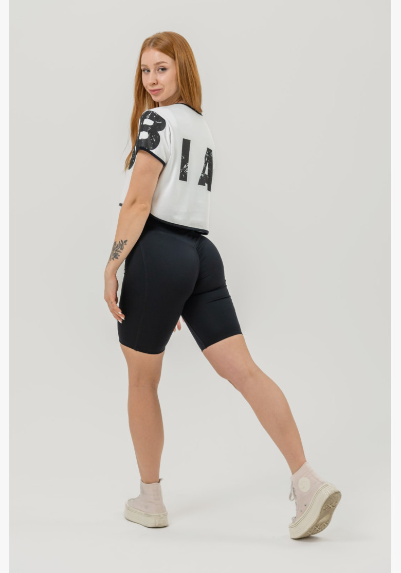 NEBBIA Crop top t-shirt GAME ON white NEBBIA Crop top t-shirt GAME ON white