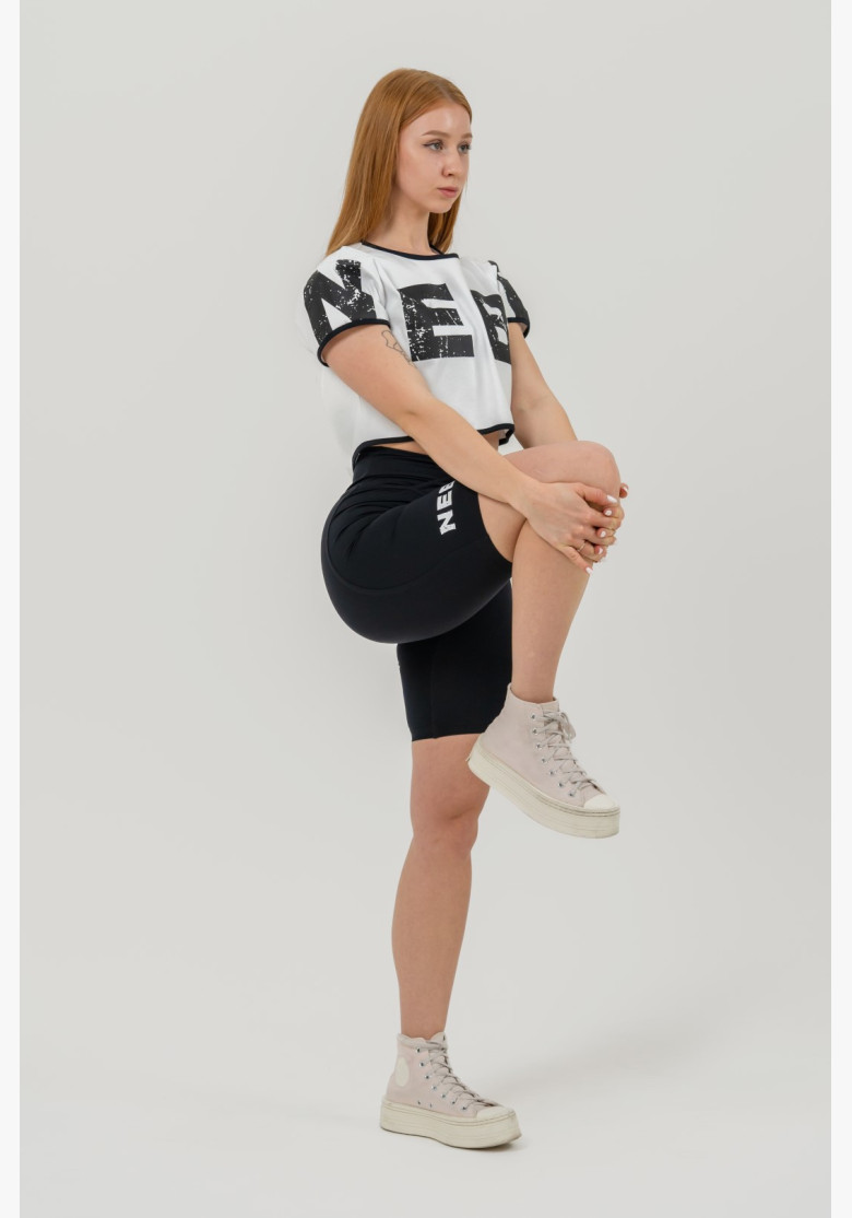 NEBBIA Crop top t-shirt GAME ON white NEBBIA Crop top t-shirt GAME ON white
