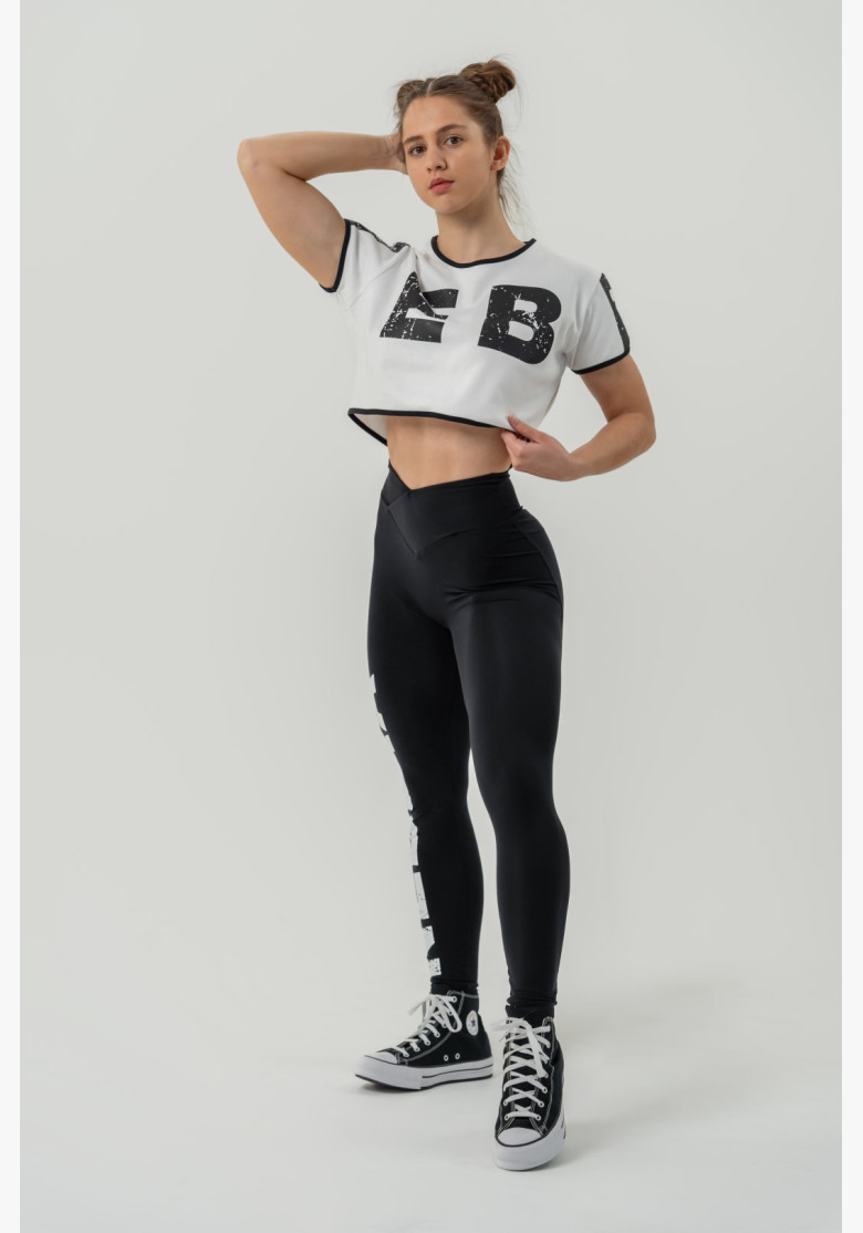 NEBBIA Crop top t-shirt GAME ON white NEBBIA Crop top t-shirt GAME ON white