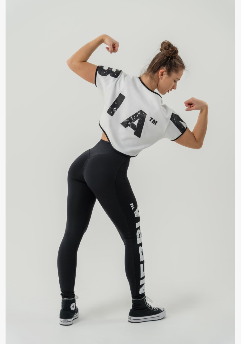 NEBBIA Crop top t-shirt GAME ON white NEBBIA Crop top t-shirt GAME ON white