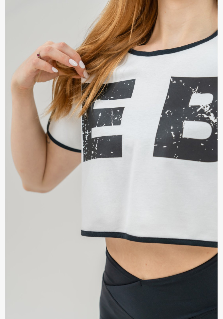 NEBBIA Crop top t-shirt GAME ON white NEBBIA Crop top t-shirt GAME ON white