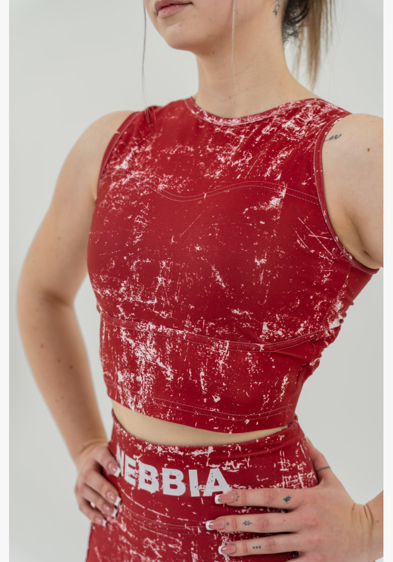 NEBBIA Crop top tank top ROUGH GIRL red NEBBIA Crop top tank top ROUGH GIRL red