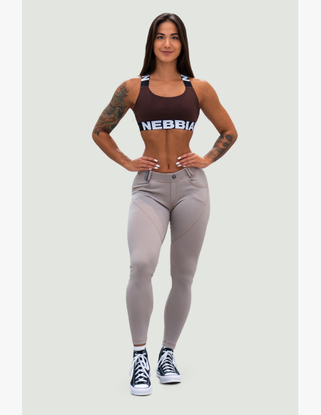 NEBBIA Sports bra with medium support ICONIC brown