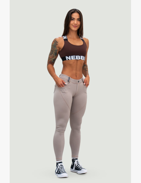 NEBBIA Sports bra with medium support ICONIC brown