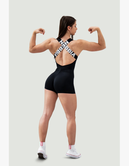 NEBBIA Sports jumpsuit short 5″ GYM RAT black
