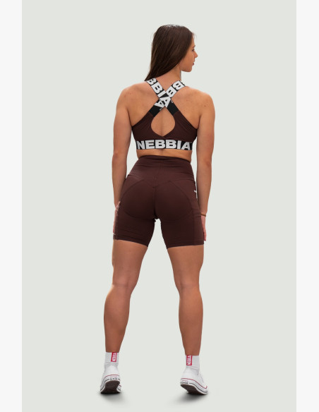 NEBBIA High waisted leggings shorts 9″ FIT&SMART brown