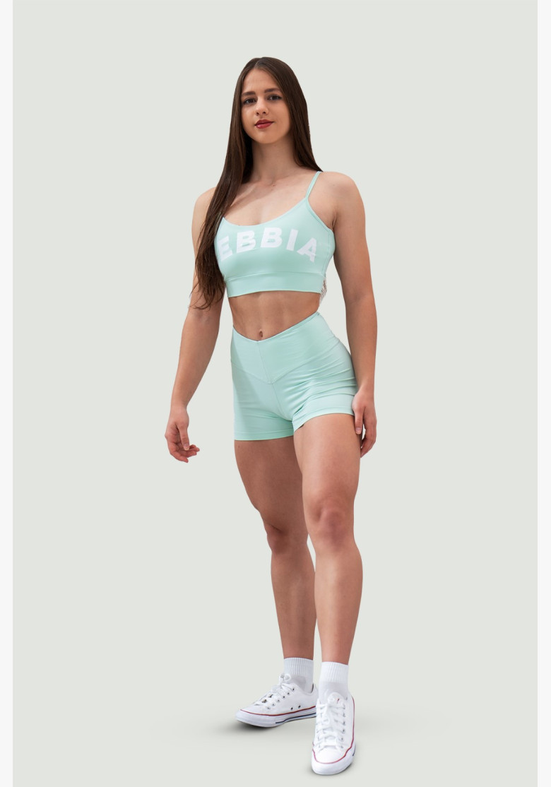 NEBBIA Šortky s vysokým pásom 5″ GYM HERO bledozelené