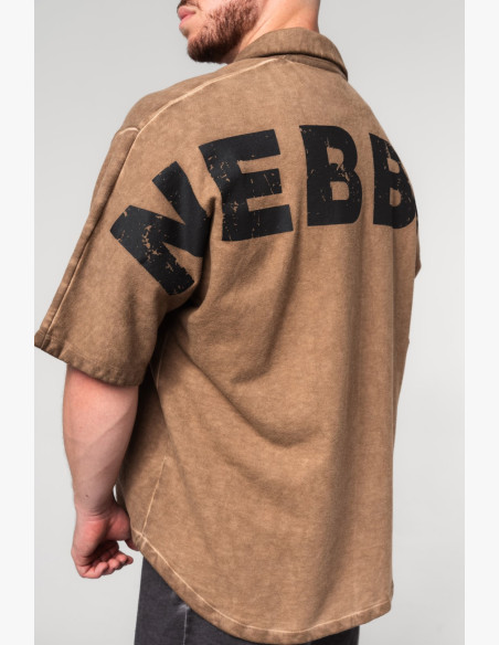 NEBBIA Washed-off oversized košeľa 90s THROWBACK hnedá