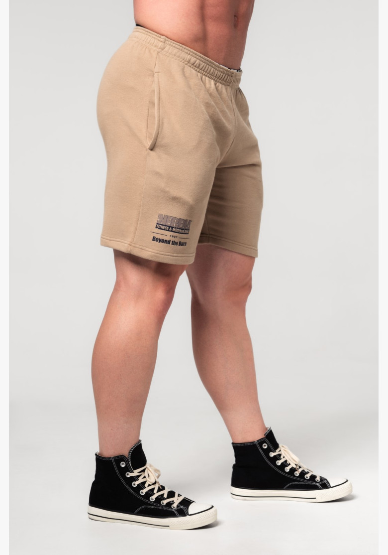 NEBBIA Teplákové kraťasy GYM BRO hnedé