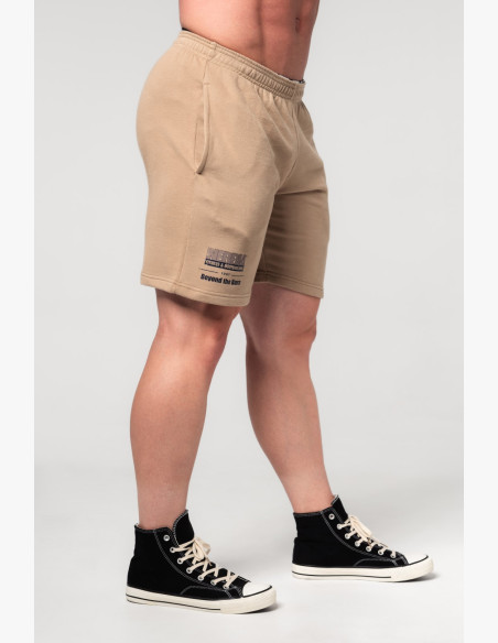 NEBBIA Teplákové kraťasy GYM BRO hnedé