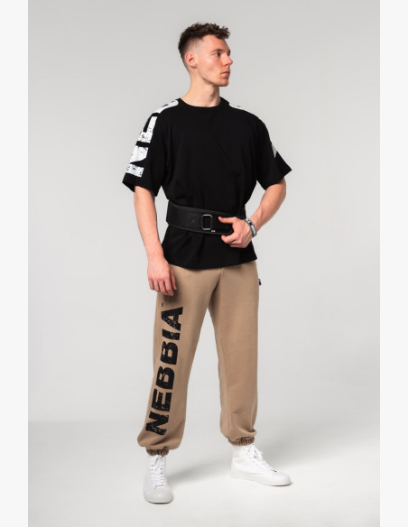 NEBBIA Oversized tričko LIFTING CLUB čierne