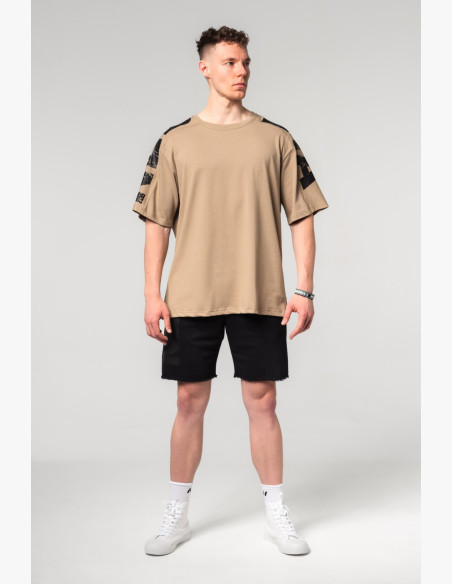 NEBBIA Oversized tričko LIFTING CLUB béžové