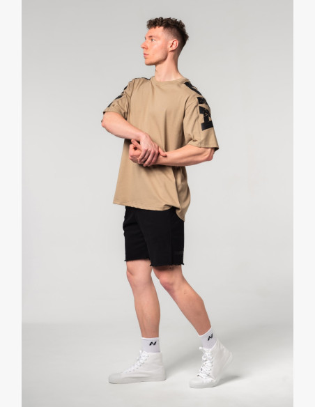 NEBBIA Oversized tričko LIFTING CLUB béžové