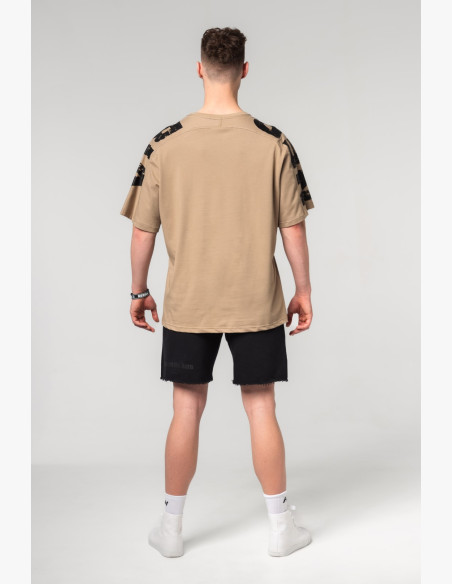 NEBBIA Oversized tričko LIFTING CLUB béžové