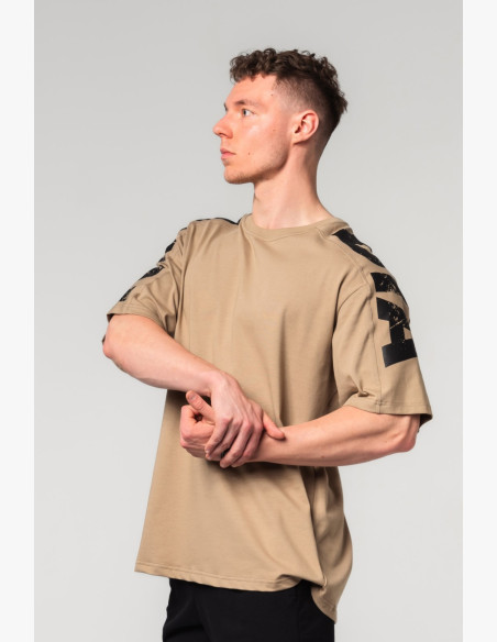 NEBBIA Oversized tričko LIFTING CLUB béžové