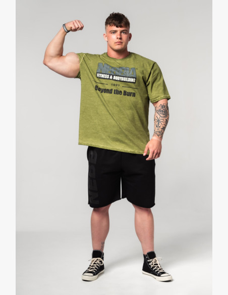 NEBBIA Washed-off oversized tričko HERITAGE zelené