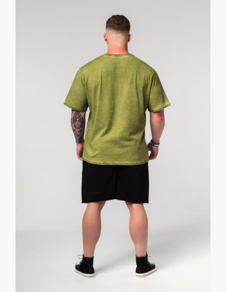 NEBBIA Washed-off oversized tričko HERITAGE zelené