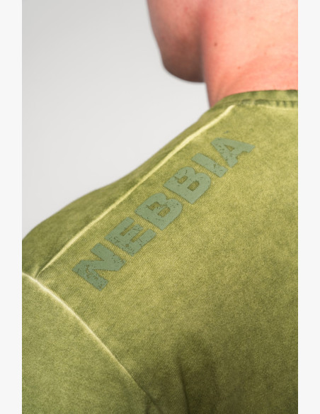 NEBBIA Washed-off oversized tričko HERITAGE zelené
