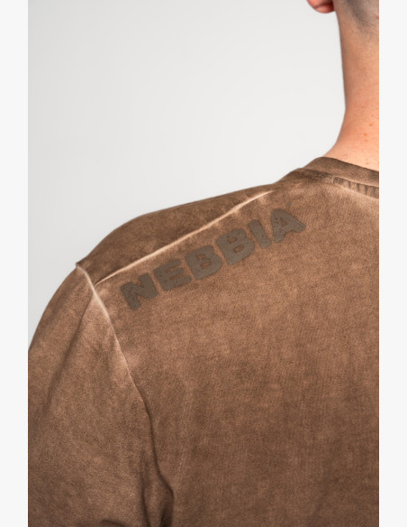 NEBBIA Washed-off oversized tričko HERITAGE hnedé