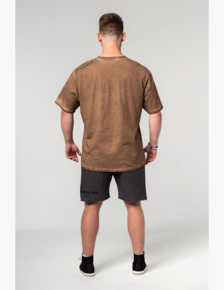 NEBBIA Washed-off oversized tričko HERITAGE hnedé