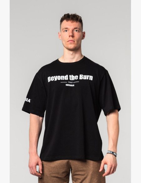 NEBBIA Bavlnené heavyweight tričko GRIND čierne