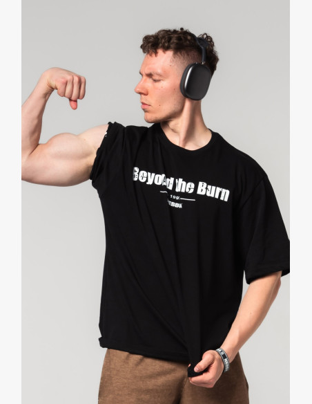 NEBBIA Bavlnené heavyweight tričko GRIND čierne