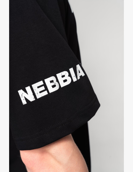 NEBBIA Bavlnené heavyweight tričko GRIND čierne