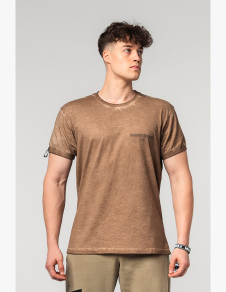 NEBBIA Washed-off bavlnené tričko MAX OUT hnedé
