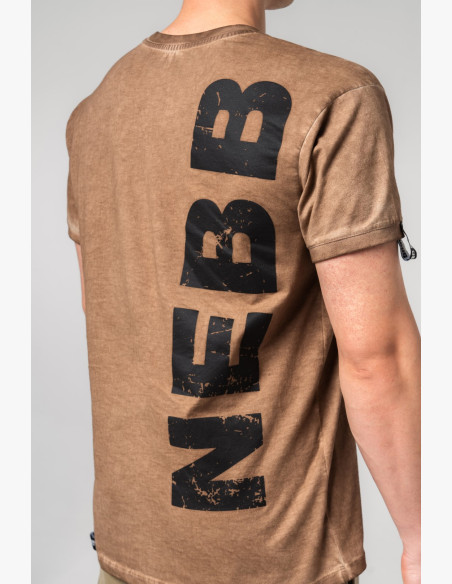 NEBBIA Washed-off bavlnené tričko MAX OUT hnedé