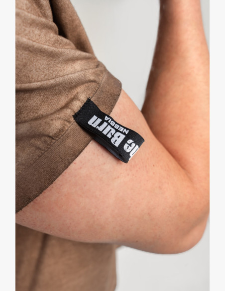 NEBBIA Washed-off bavlnené tričko MAX OUT hnedé